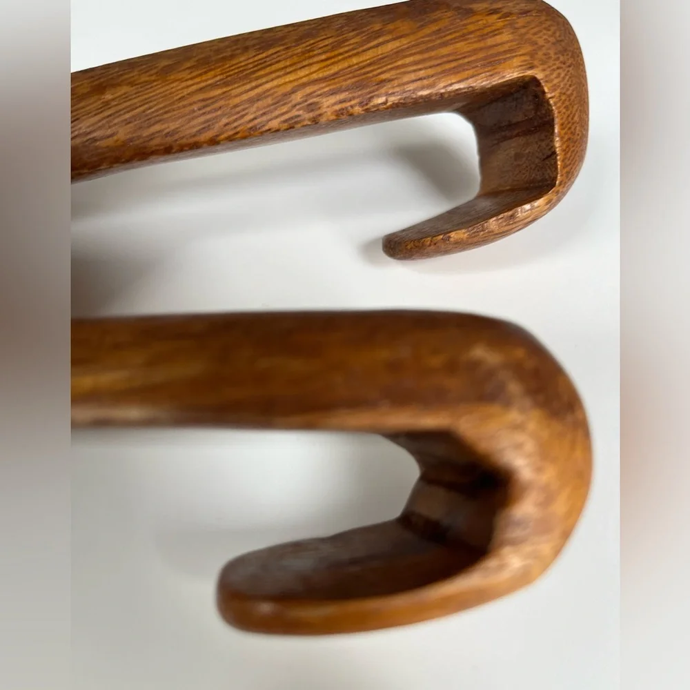 Artisan Wooden Salad Servers Hand-turned Serving Utensils Teak Handcrafted Wood